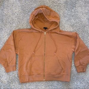 J Crew University Terry Zip-Up Hoodie with Crew™ Logo Size Medium